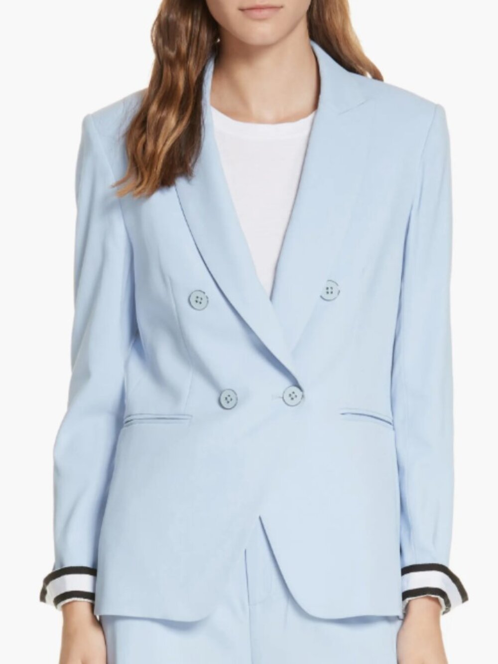 Veronica Beard Double Breasted Eros Dickey Jacket in Light Blue 4 CLASSIC MODERN